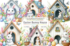Easter Bunny House Clipart Bundle - CraftNest - Digital Crafting and Art