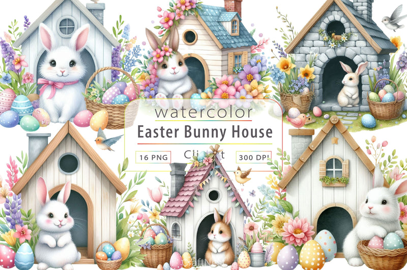 Easter Bunny House Clipart Bundle - CraftNest - Digital Crafting and Art