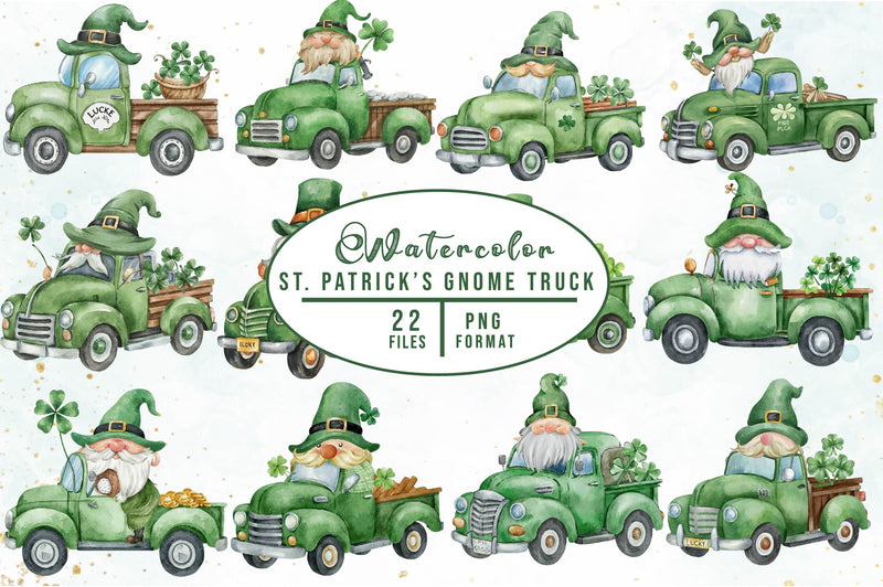 St Patricks Gnome Truck Clipart Bundle - CraftNest - Digital Crafting and Art