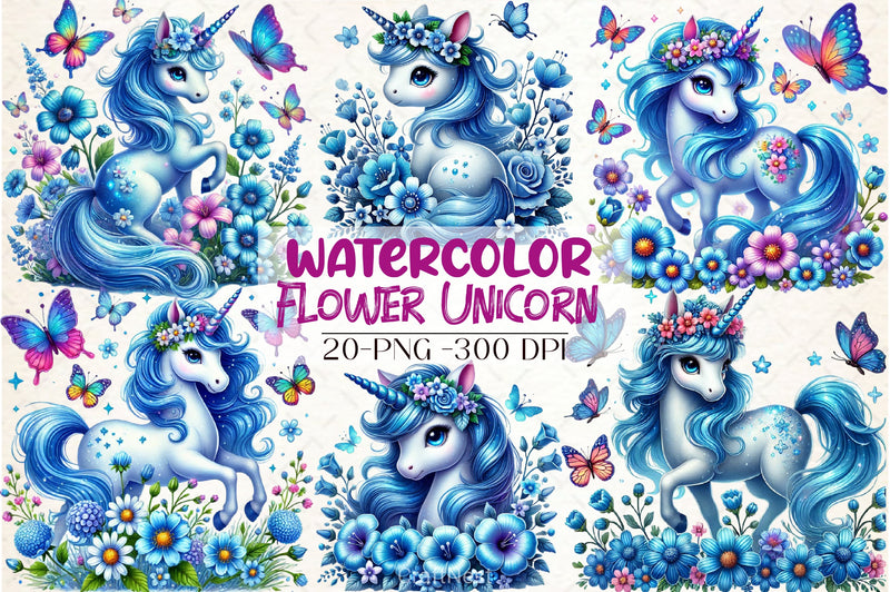 Flower Unicorn Clipart Bundle - CraftNest - Digital Crafting and Art