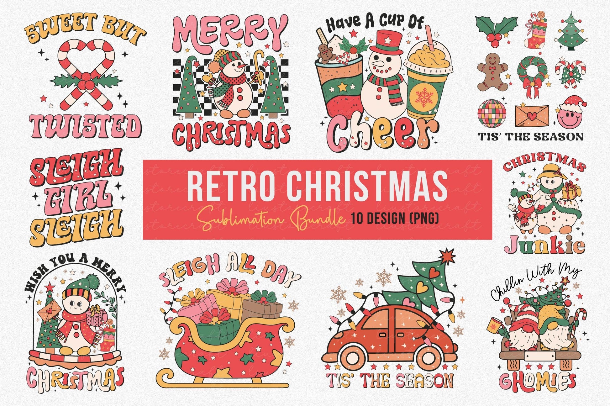 Retro Christmas Complete Clipart Bundle - CraftNest - Digital Crafting and Art