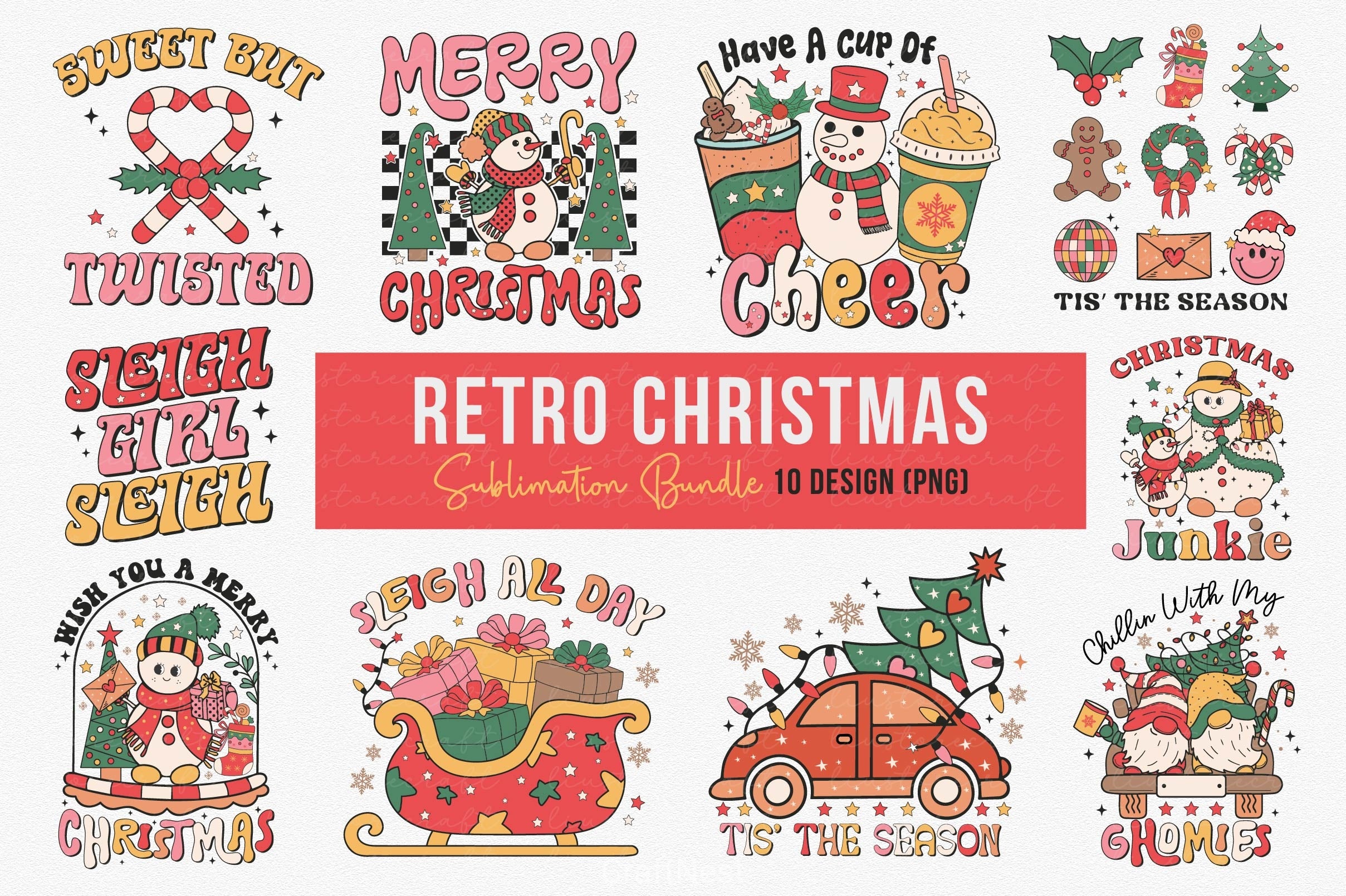 Retro Christmas Complete Clipart Bundle - CraftNest - Digital Crafting and Art