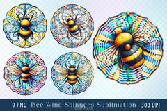 Stained Glass Bee Wind Spinner Clipart Bundle - CraftNest - Digital Crafting and Art