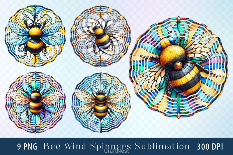 Stained Glass Bee Wind Spinner Clipart Bundle - CraftNest - Digital Crafting and Art
