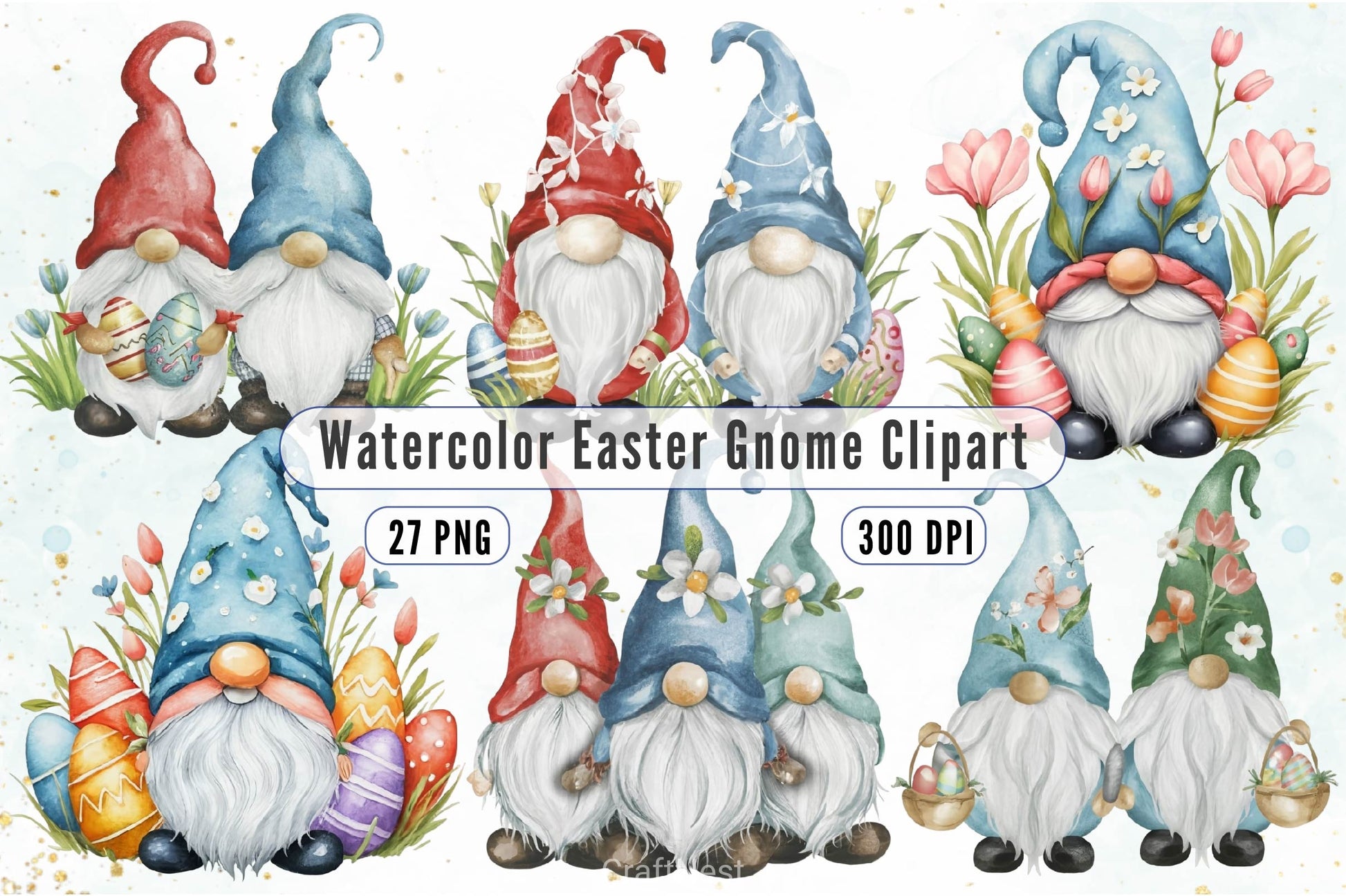 Easter Gnome Clipart Bundle 8 - CraftNest - Digital Crafting and Art