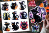 Cute Halloween Cat Stickers Clipart Bundle