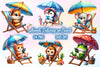 Summer Animals Relaxing On Beach Clipart Bundle 2