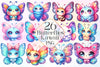 Kawaii Butterflies Butterfly Clipart Bundle