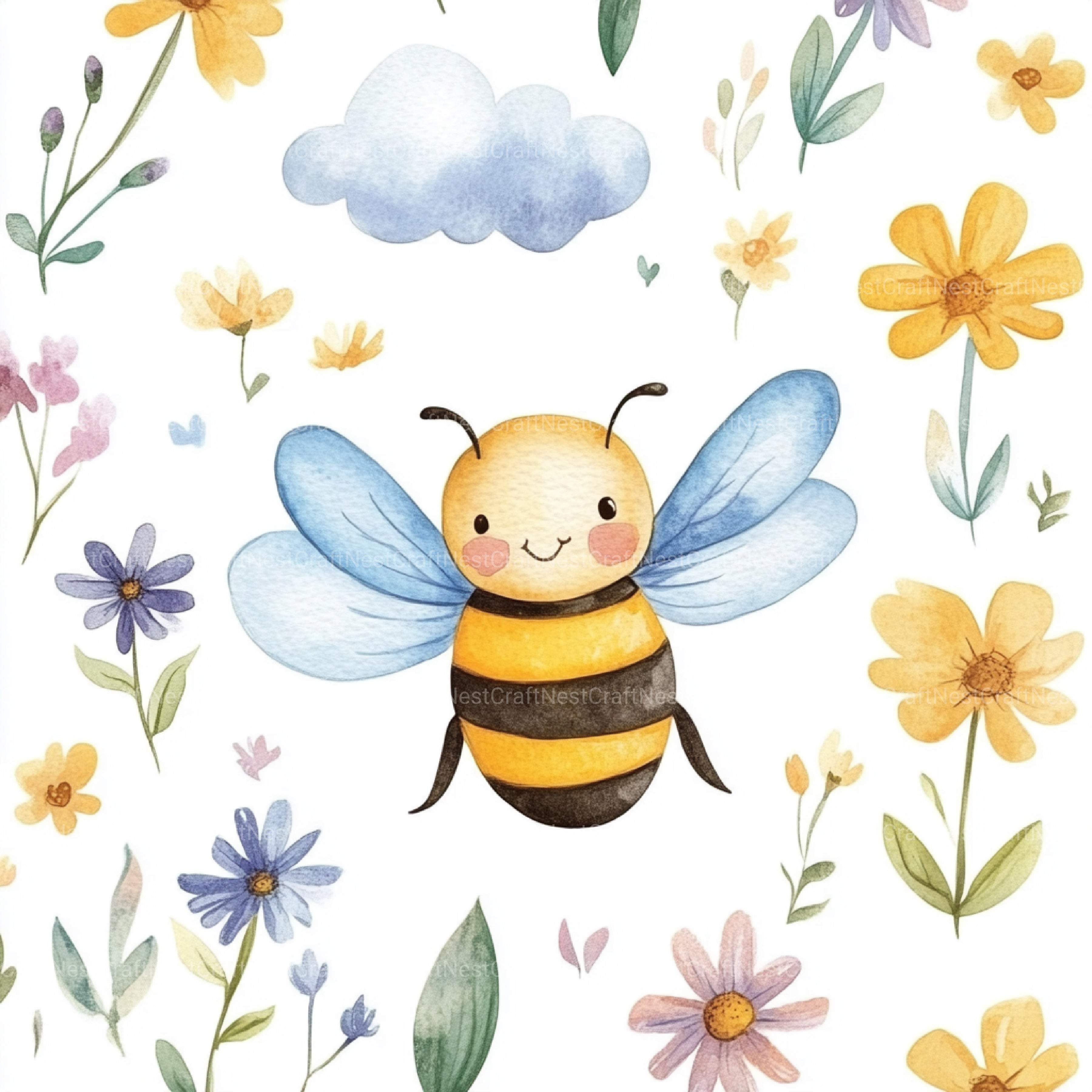 Lovely Bee Digital Paper - CraftNest - Digital Crafting and Art