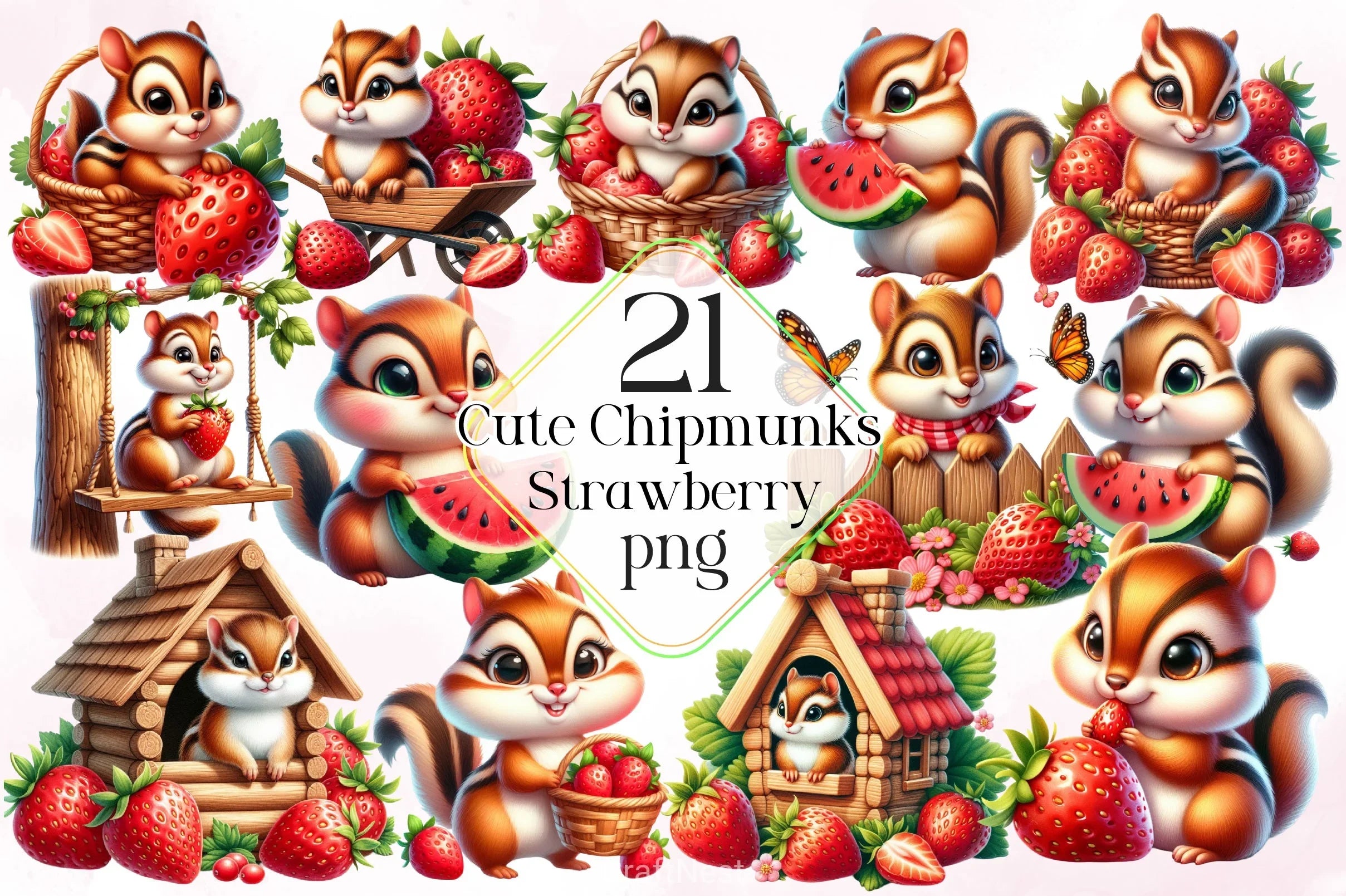 Cute Chipmunks Clipart Bundle - CraftNest - Digital Crafting and Art