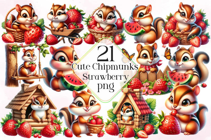Cute Chipmunks Clipart Bundle - CraftNest - Digital Crafting and Art