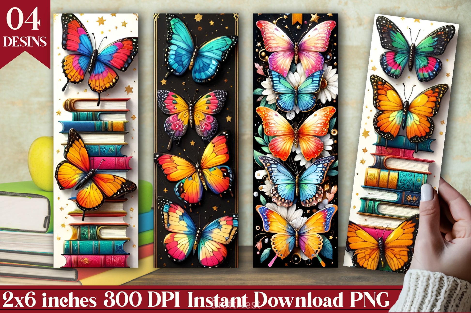 Butterfly Floral Bookmark Journal 3 - CraftNest - Digital Crafting and Art
