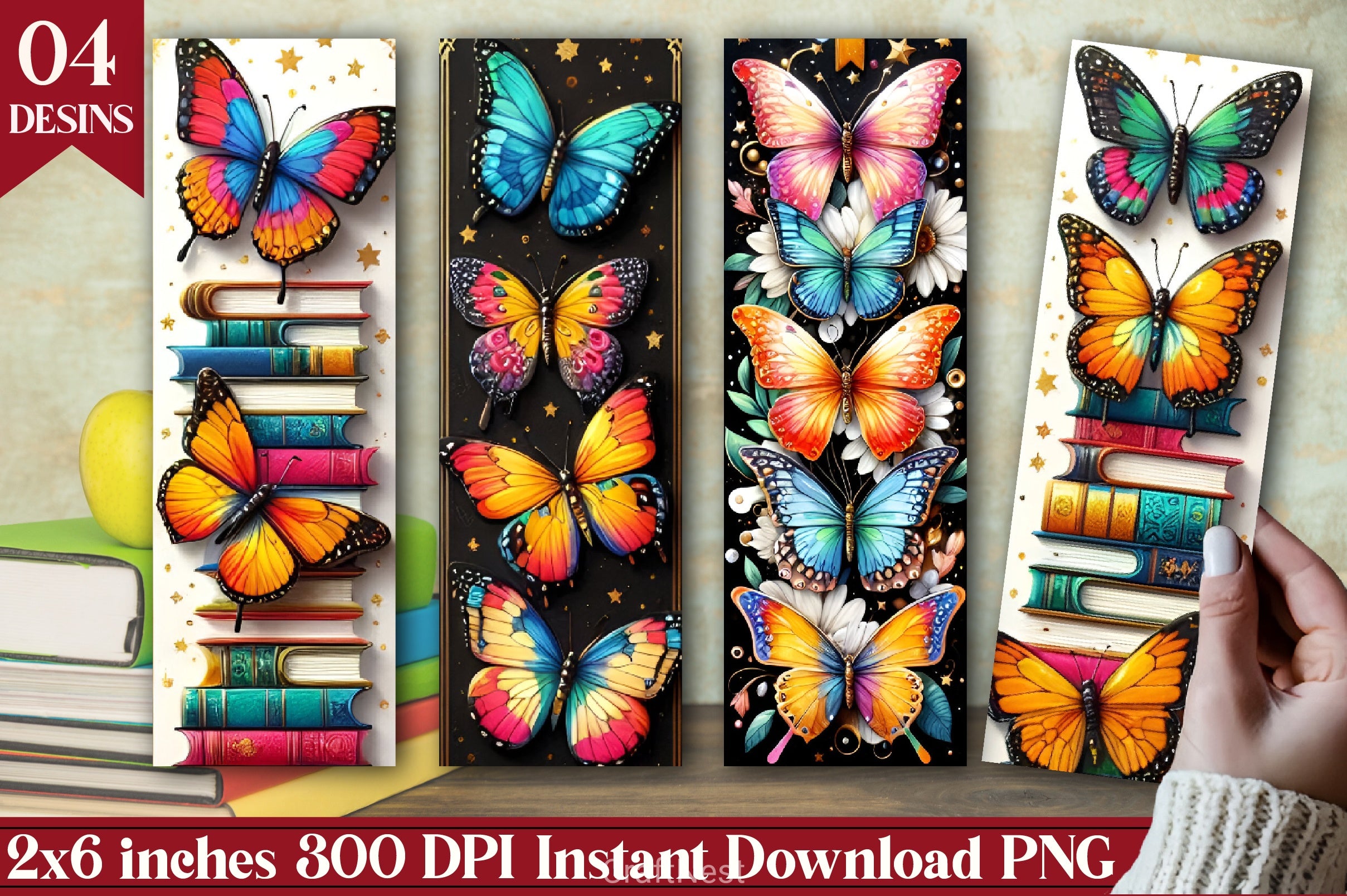 Butterfly Floral Bookmark Journal 3 - CraftNest - Digital Crafting and Art