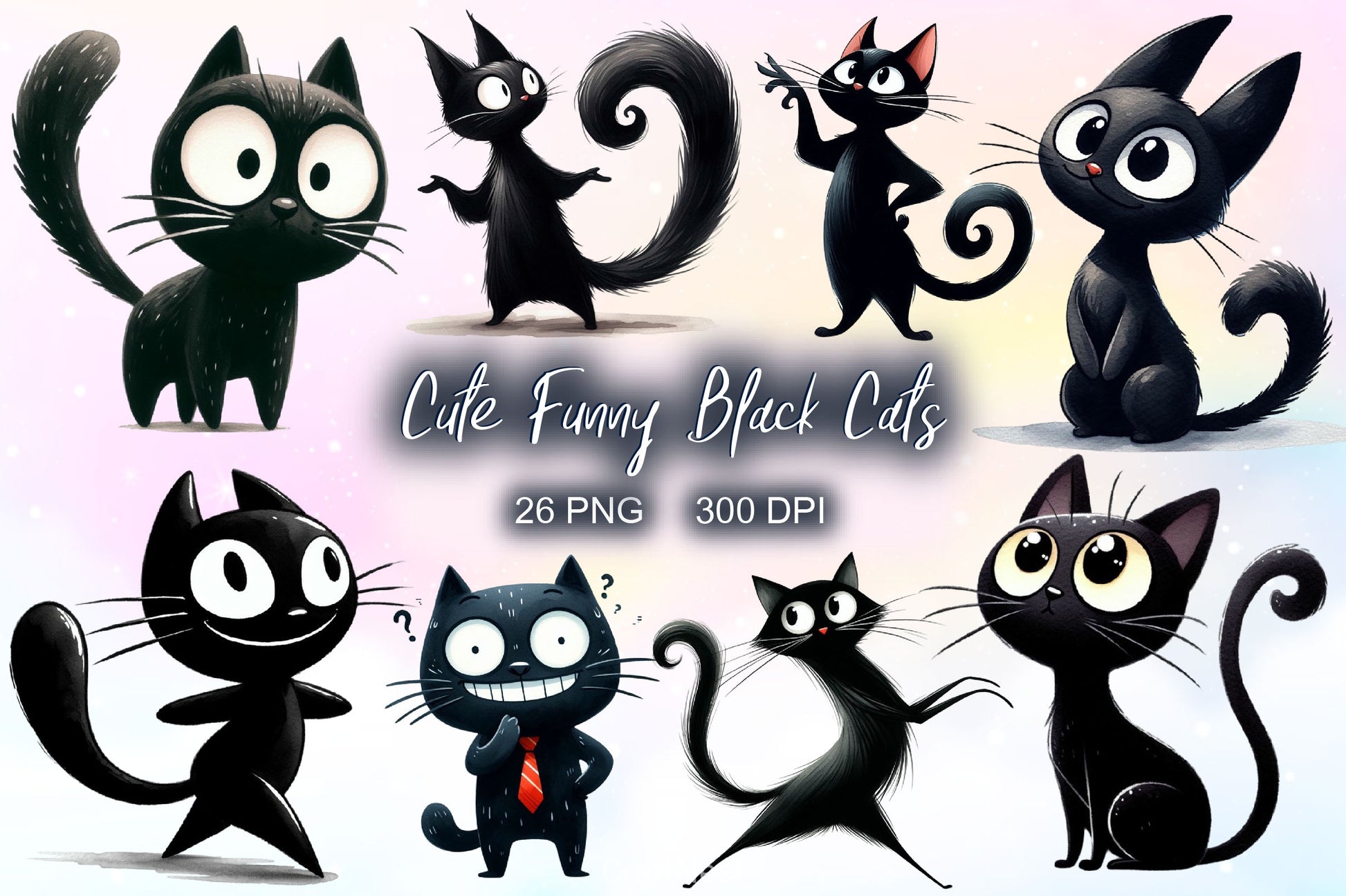 Funny Black Cats Cute Cat Clipart Bundle 2 - CraftNest - Digital Crafting and Art