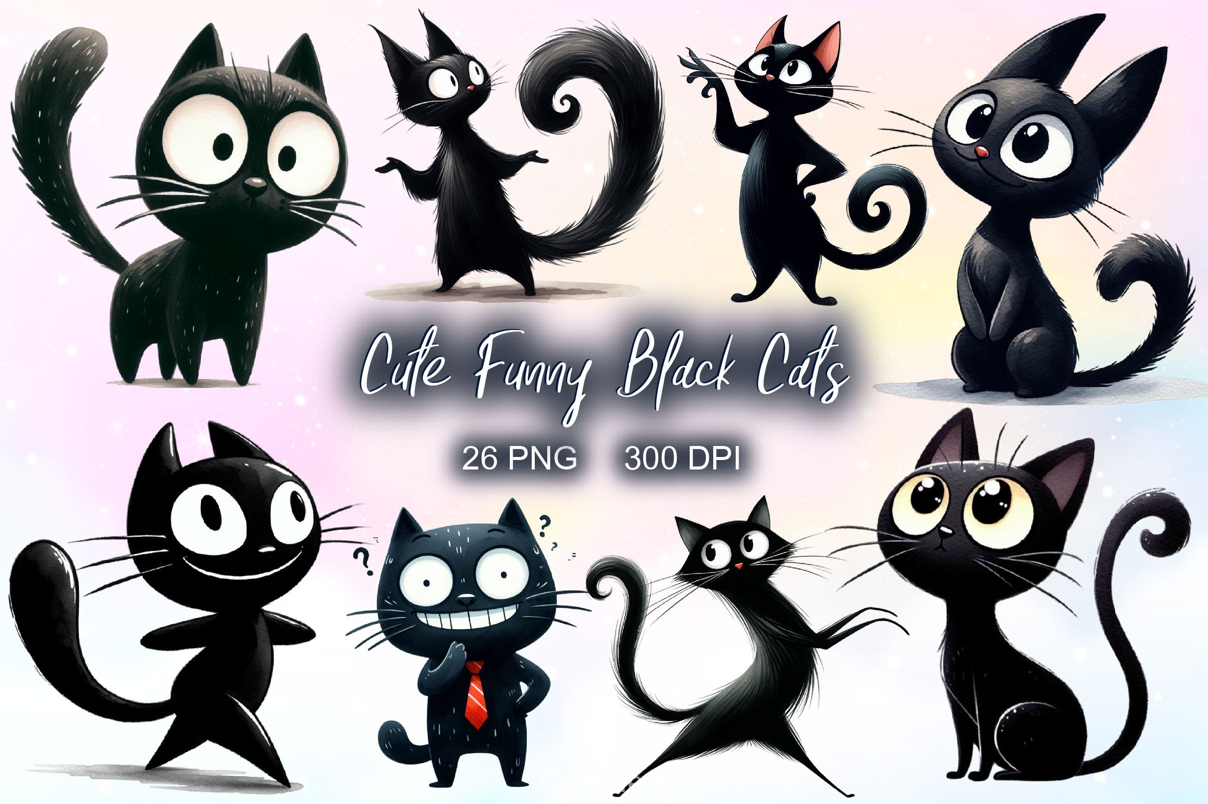 Funny Black Cats Cute Cat Clipart Bundle 2 - CraftNest - Digital Crafting and Art