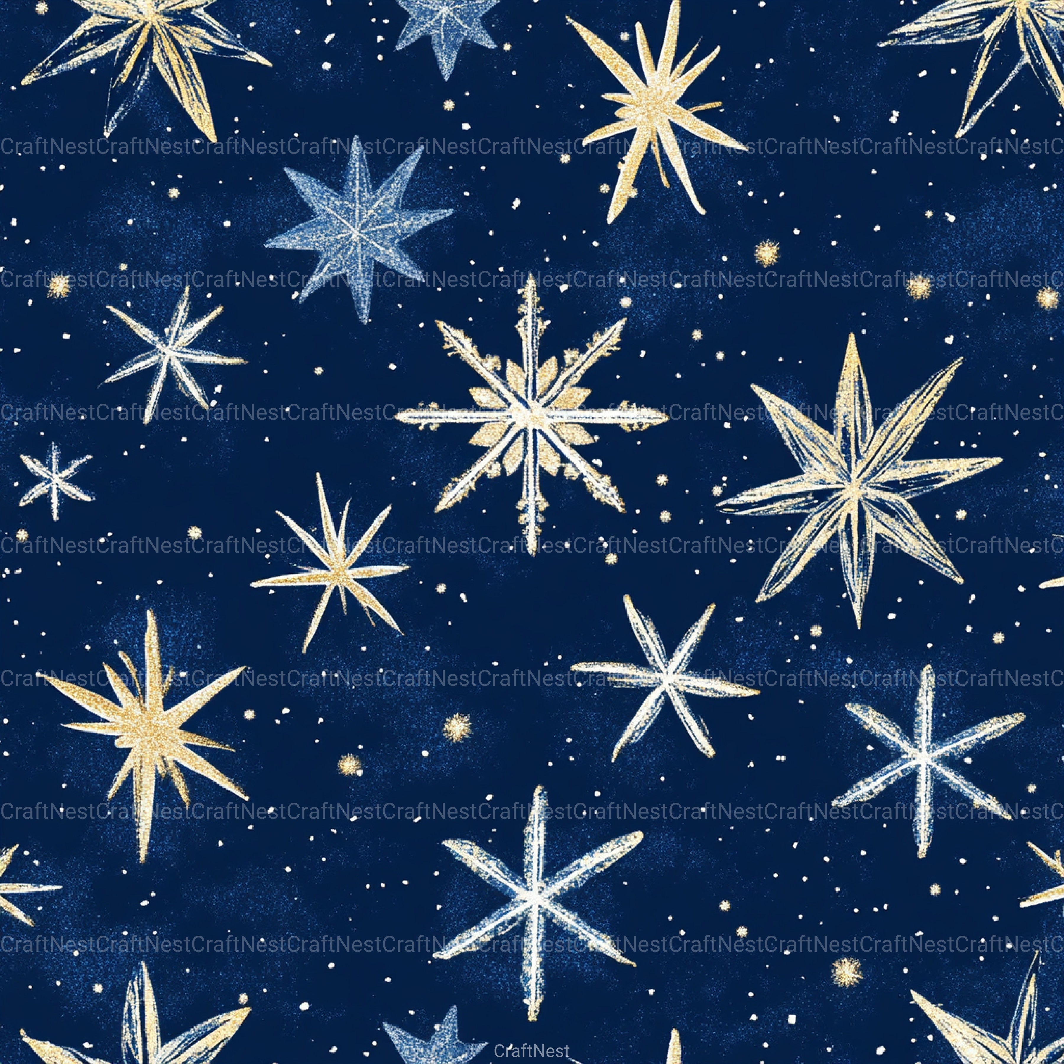 Stars & Snowflakes Winter Glitter Clipart Bundle - CraftNest - Digital Crafting and Art