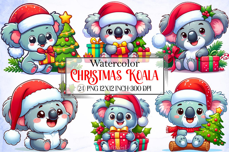 Christmas Koala Clipart Bundle 3 - CraftNest - Digital Crafting and Art