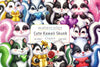 Cute Kawaii Skunk Clipart Bundle