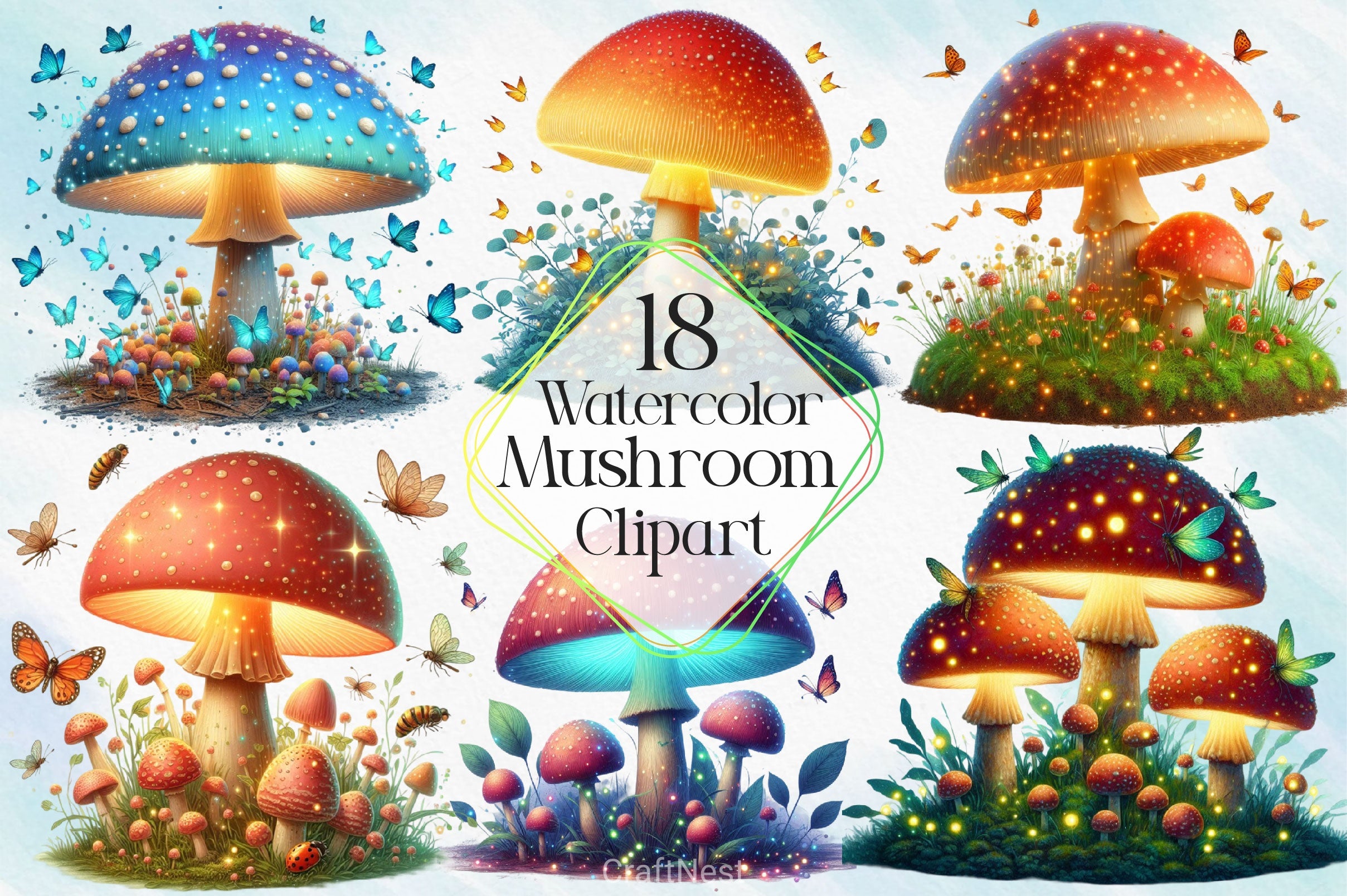 Mushroom Clipart Bundle 4 - CraftNest - Digital Crafting and Art