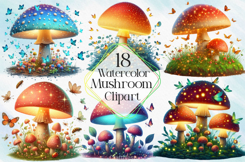 Mushroom Clipart Bundle 4 - CraftNest - Digital Crafting and Art