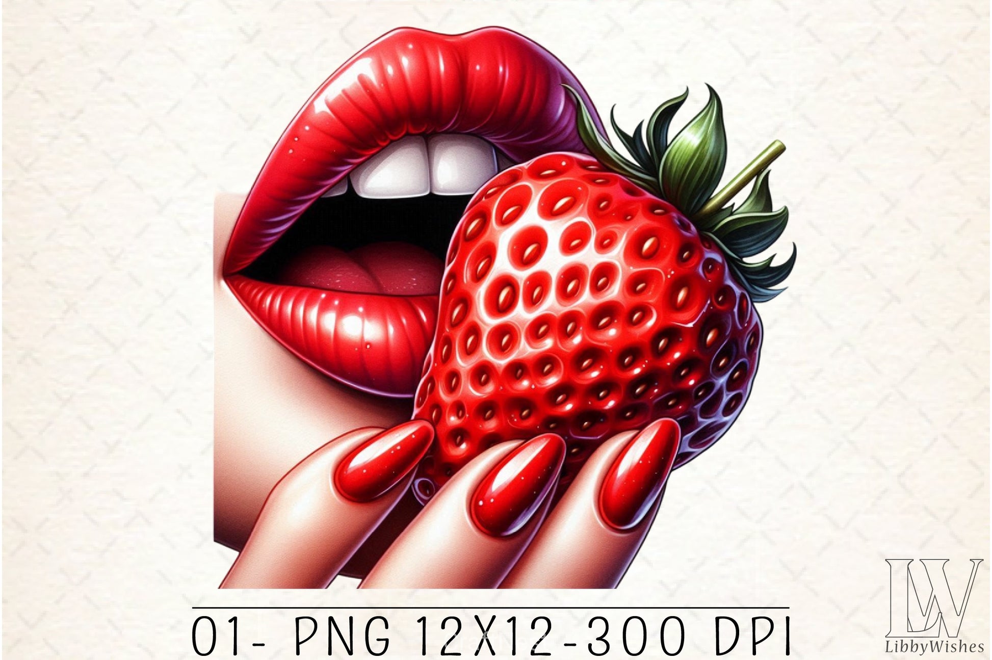 Glossy Red Lips & Strawberry Clipart Bundle - CraftNest - Digital Crafting and Art