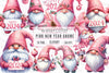 Pink New Year Gnome Clipart Bundle