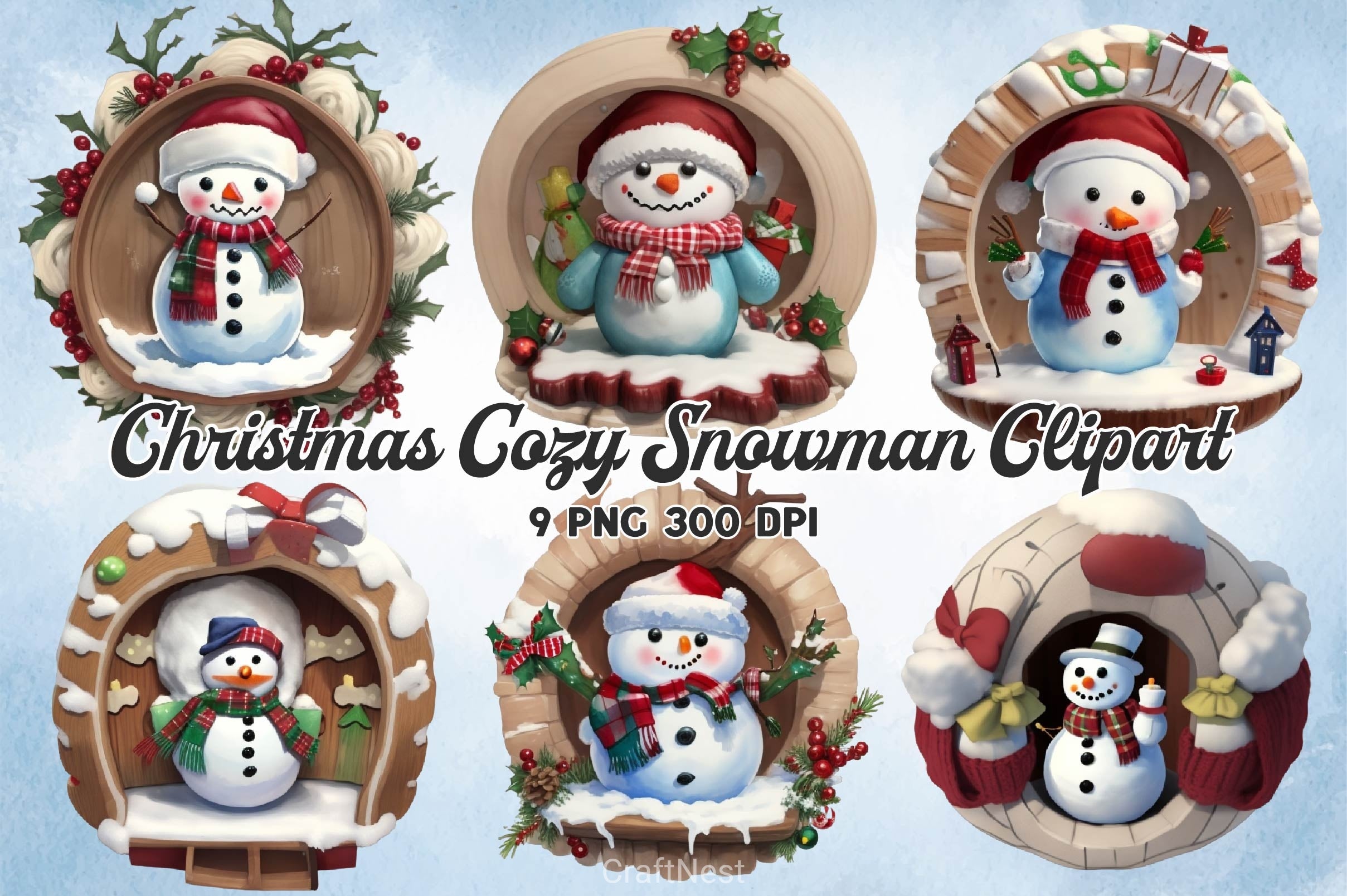 Christmas Cozy Snowman Clipart Bundle - CraftNest - Digital Crafting and Art