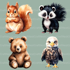 Woodland Animals 1 Clipart Bundle 3 - CraftNest - Digital Crafting and Art