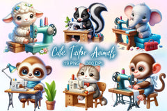 Cute Tailor Animals Clipart Bundle 2 - CraftNest - Digital Crafting and Art