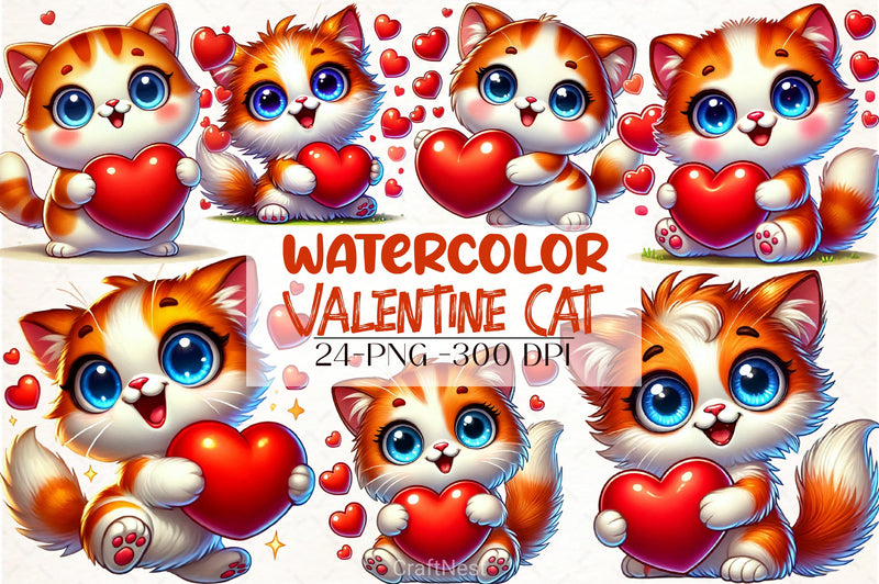 Valentine Cat Clipart Bundle - CraftNest - Digital Crafting and Art
