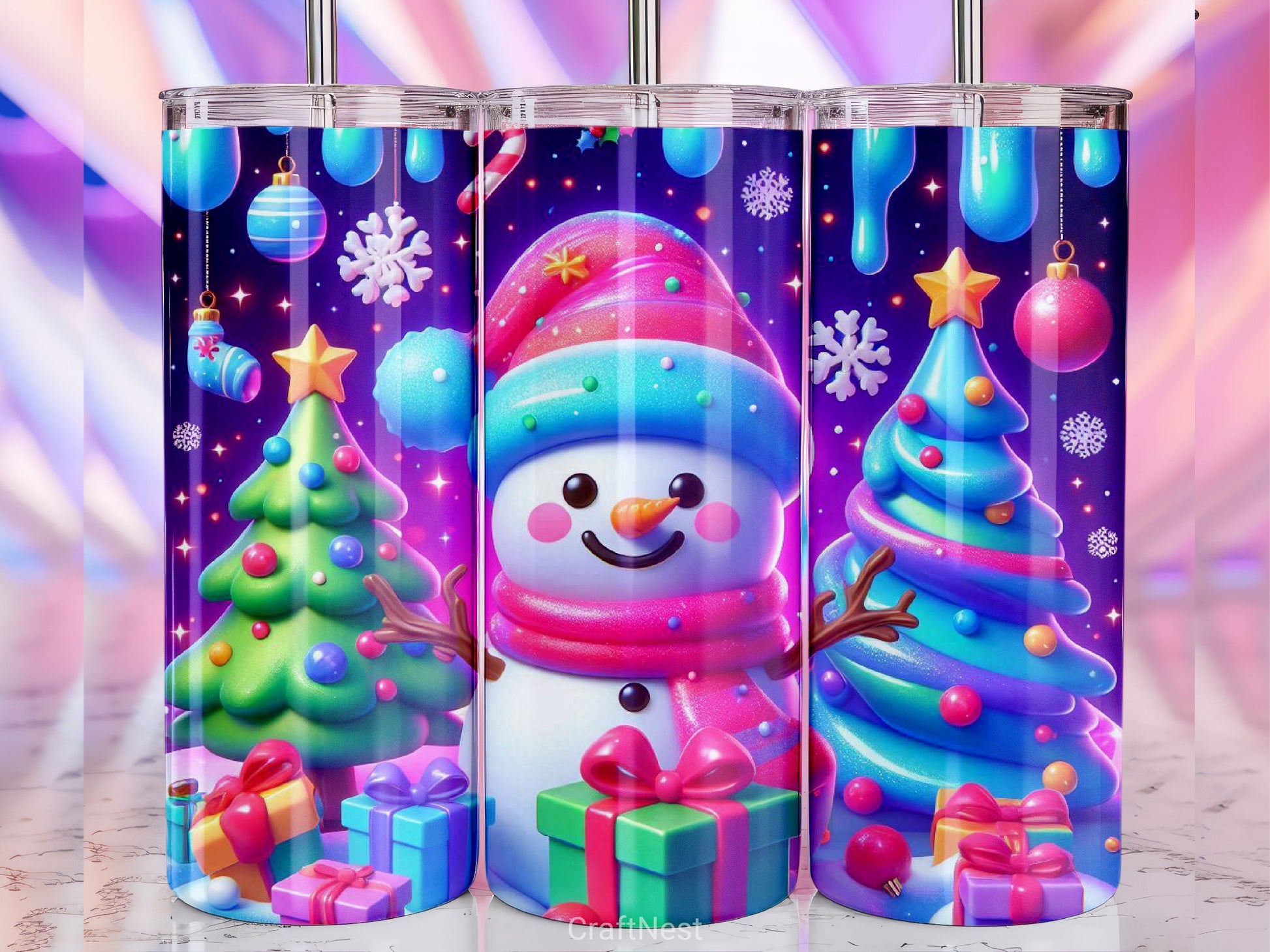 Cute Christmas Snowman Tumbler Wrap Bundle 13 - CraftNest - Digital Crafting and Art