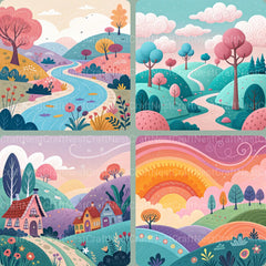 Whimsical Abstract Landscape Clipart Bundle - CraftNest - Digital Crafting and Art