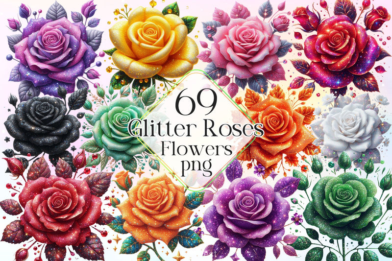 Glitter Roses Flowers Clipart Bundle - CraftNest - Digital Crafting and Art