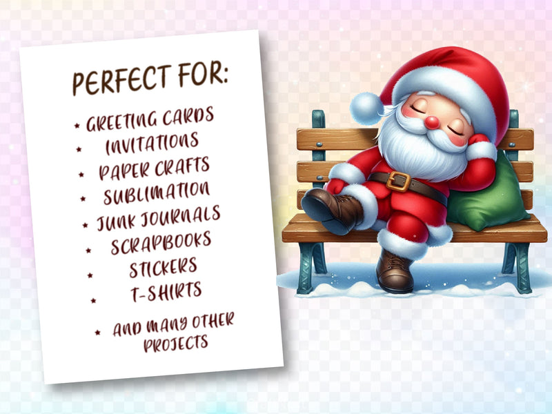 Sleeping Christmas Santa Claus Clipart Bundle 2 - CraftNest - Digital Crafting and Art