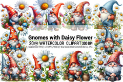 Cute Gnomes Daisy Clipart Bundle - CraftNest - Digital Crafting and Art
