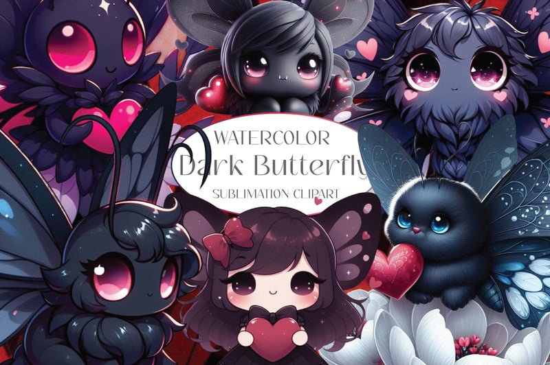 Cute Dark Butterfly Clipart Bundle - CraftNest - Digital Crafting and Art