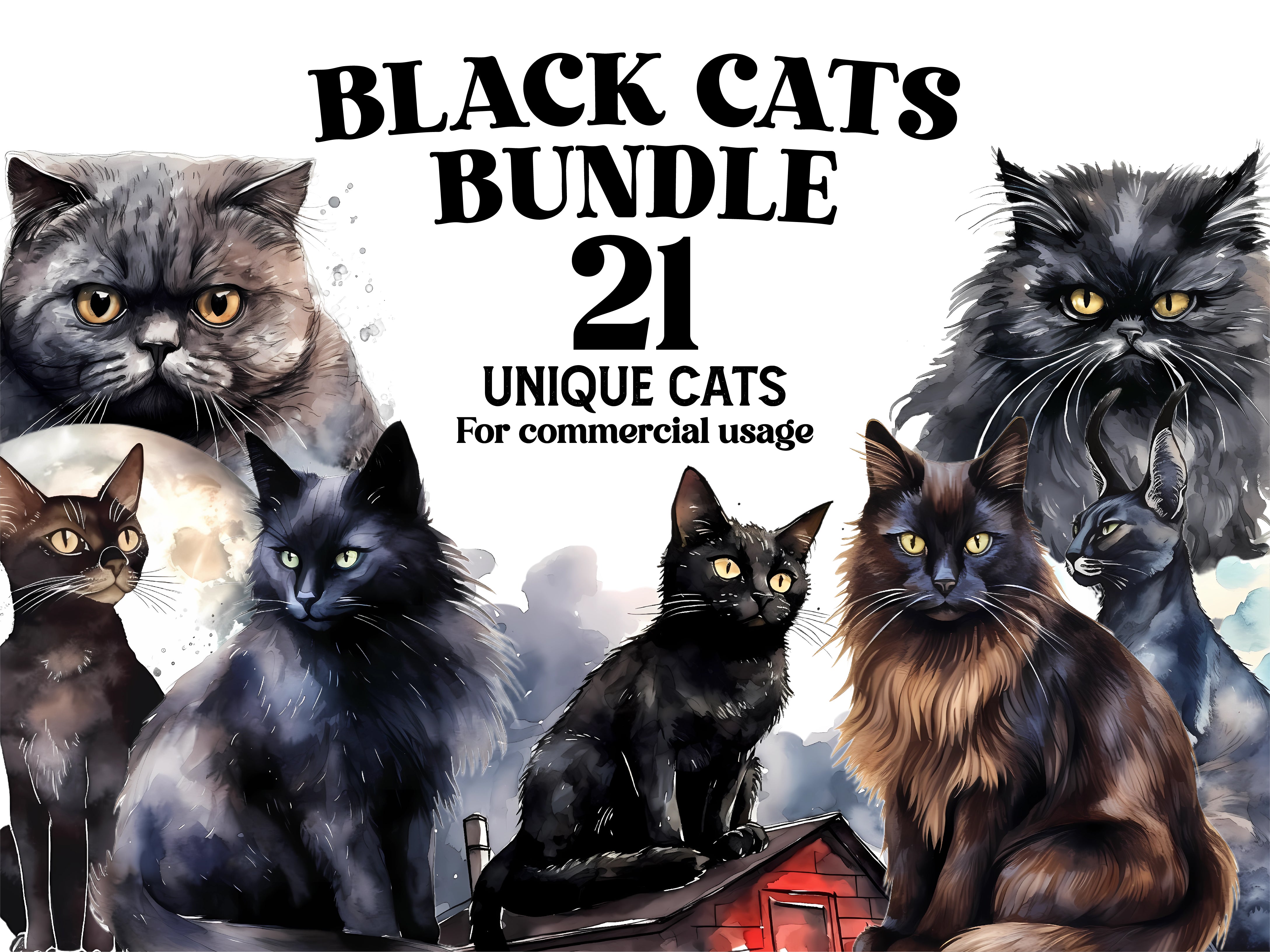 Black Cats Clipart - CraftNest