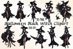 Halloween Black Witch Clipart Bundle - CraftNest - Digital Crafting and Art