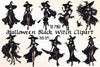 Halloween Black Witch Clipart Bundle