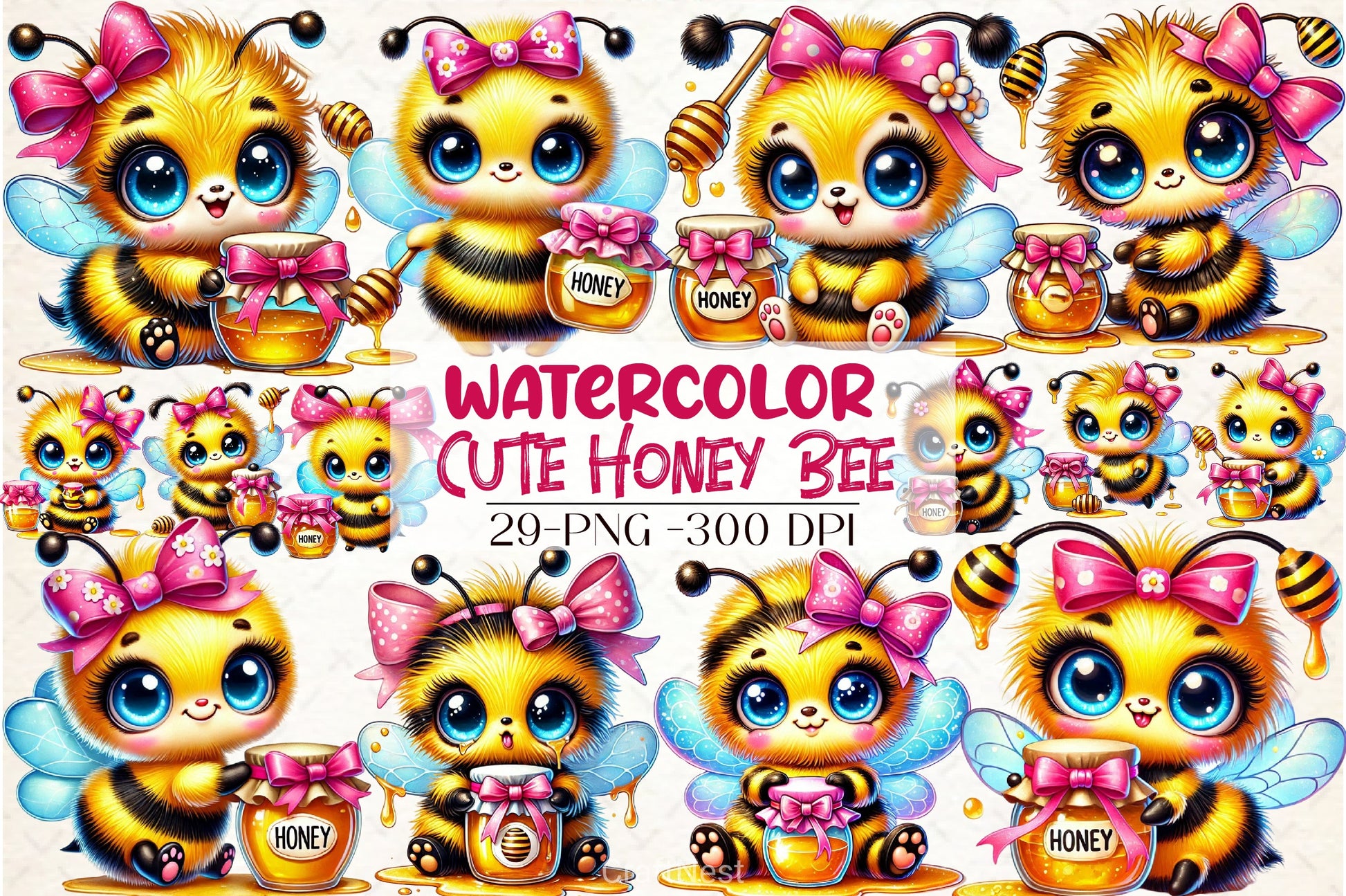 Cute Honey Bee Clipart Bundle - CraftNest - Digital Crafting and Art