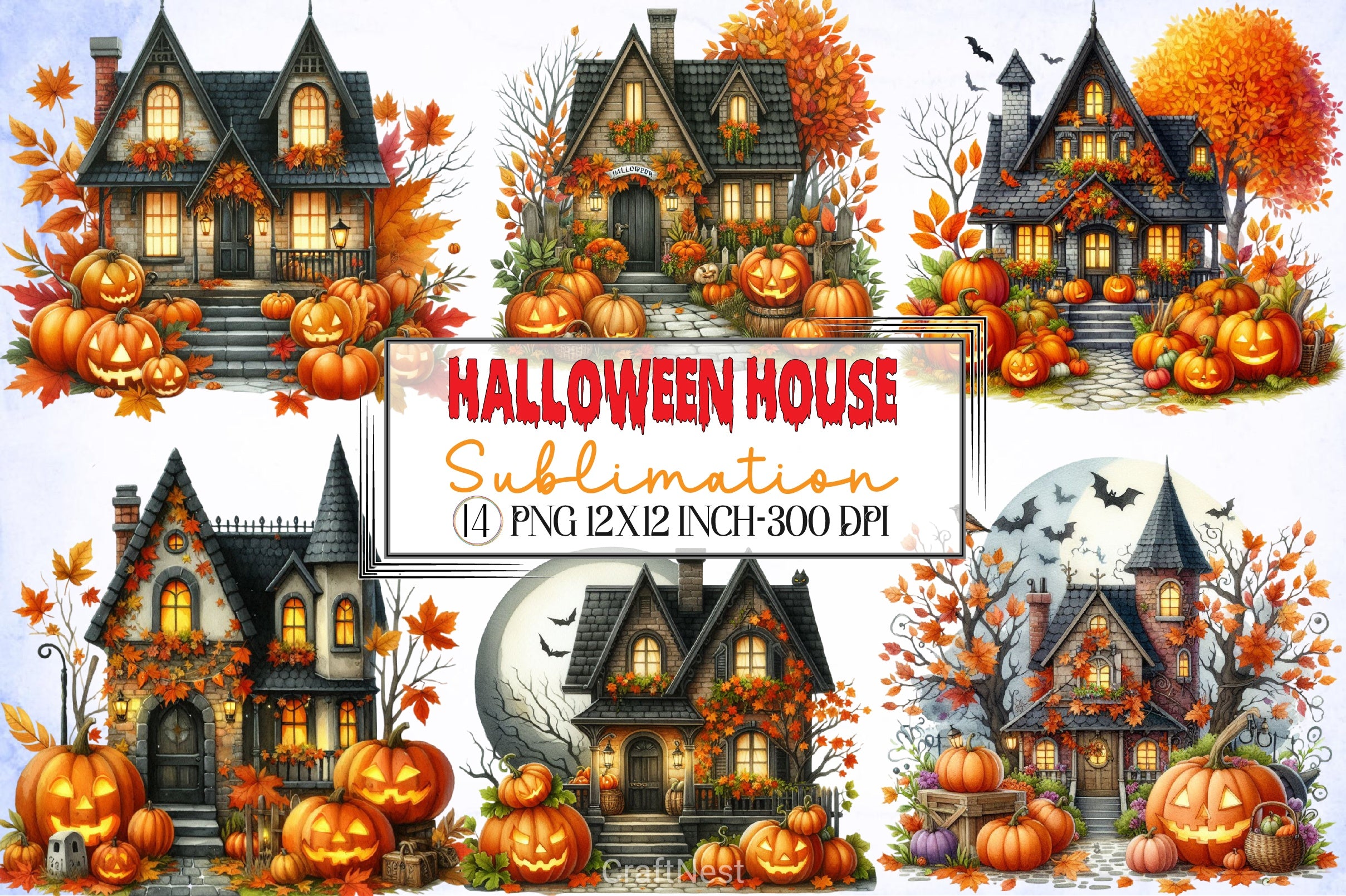 Halloween House Clipart Bundle 7 - CraftNest - Digital Crafting and Art