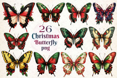Christmas Butterfly Clipart Bundle 2 - CraftNest - Digital Crafting and Art