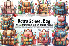 Retro School Bag Clipart Bundle - CraftNest - Digital Crafting and Art
