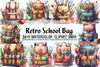Retro School Bag Clipart Bundle