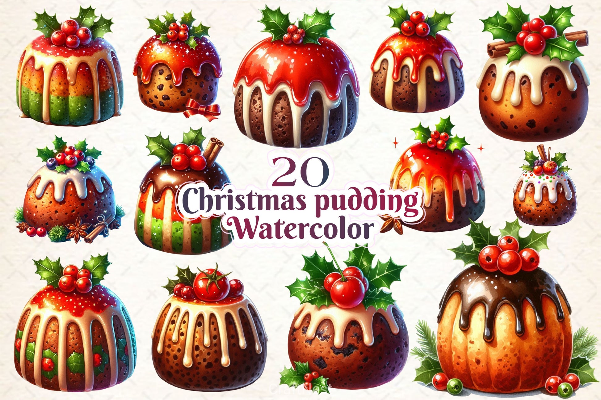 Christmas Pudding Clipart Bundle - CraftNest - Digital Crafting and Art