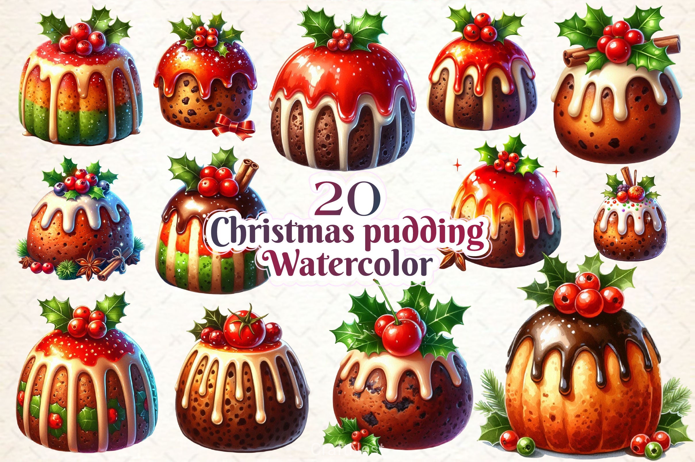 Christmas Pudding Clipart Bundle - CraftNest - Digital Crafting and Art