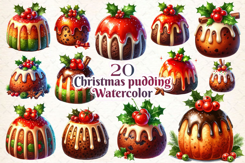 Christmas Pudding Clipart Bundle - CraftNest - Digital Crafting and Art