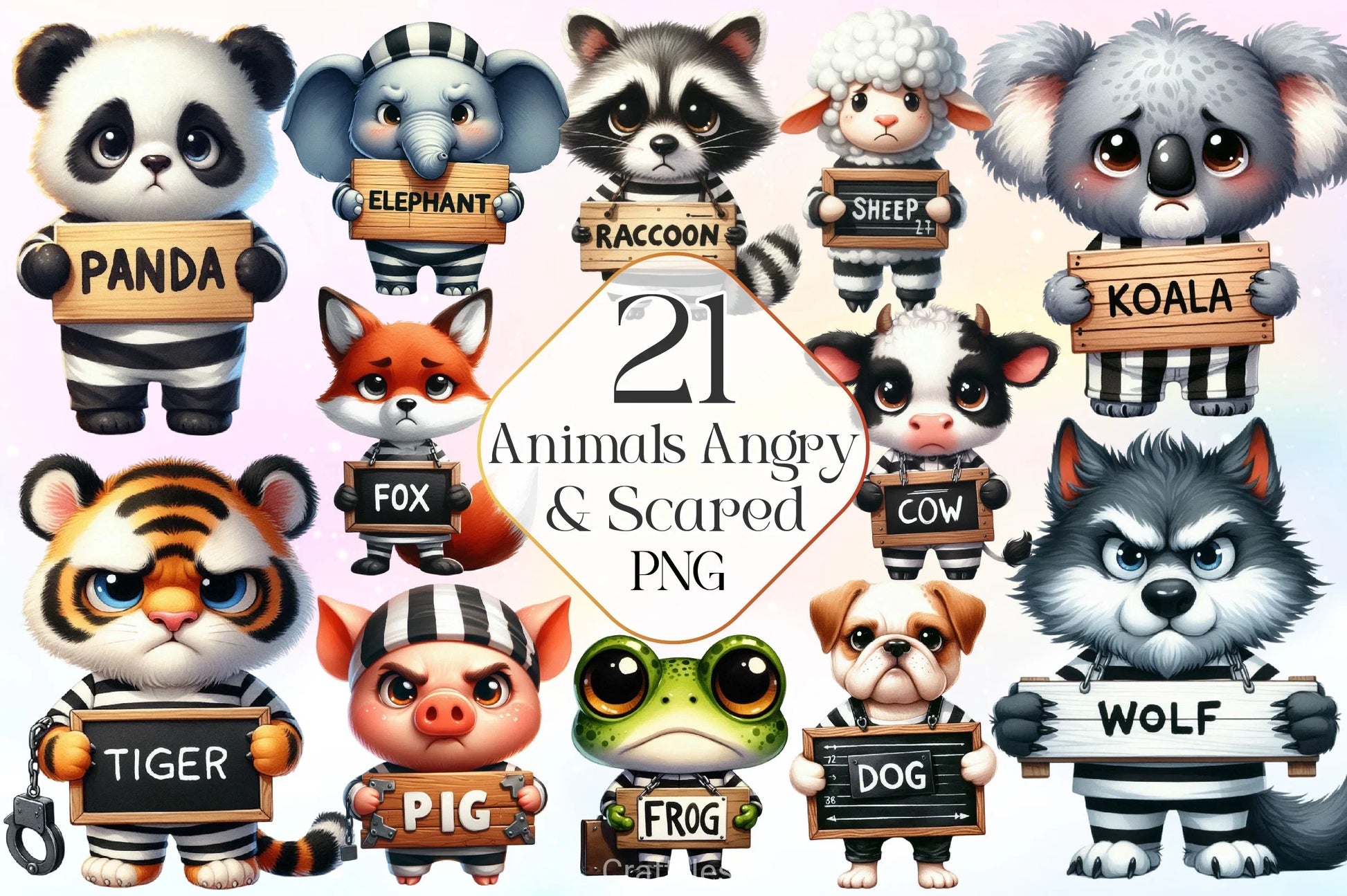 Animals Angry And Scared Clipart Bundle - CraftNest - Digital Crafting and Art