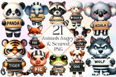 Animals Angry And Scared Clipart Bundle - CraftNest - Digital Crafting and Art