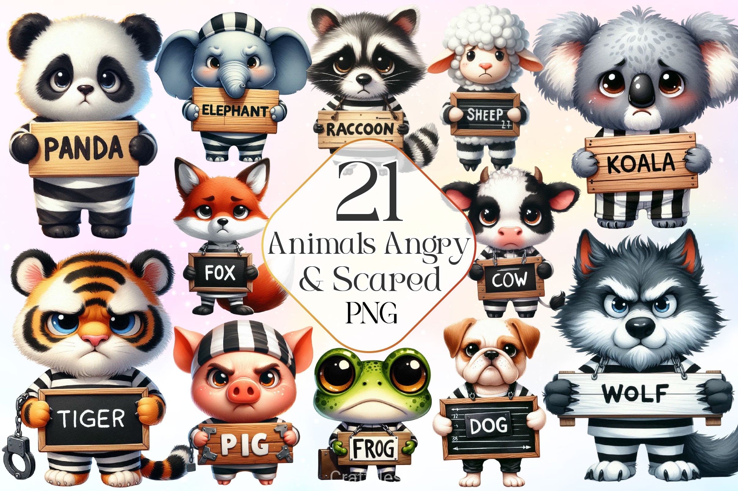 Animals Angry And Scared Clipart Bundle - CraftNest - Digital Crafting and Art